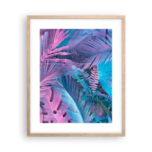 Poster in einem Rahmen aus heller Eiche - Tropen in Rosa und Blau - 40x50 cm