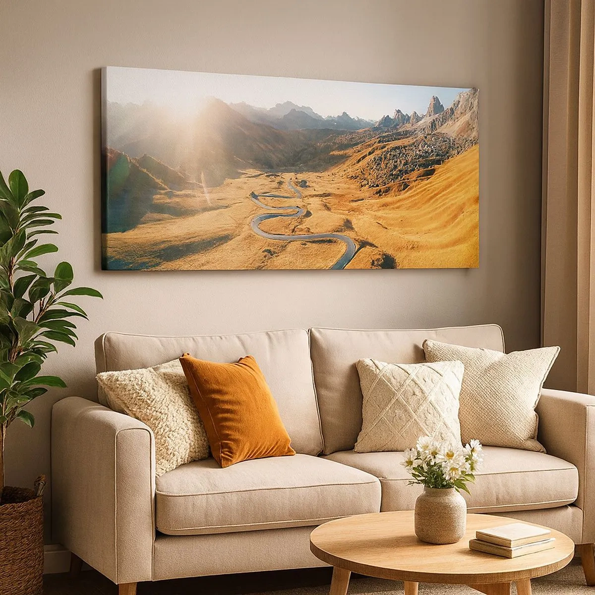 Bild auf Leinwand - Leinwandbild - In einem goldenen Tal - 100x40 cm