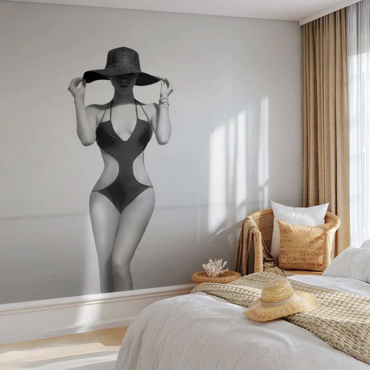 Fototapete Premium Canvas - Mein Name ist: Eleganz - Frau, Strand, Mode - 400x280 cm