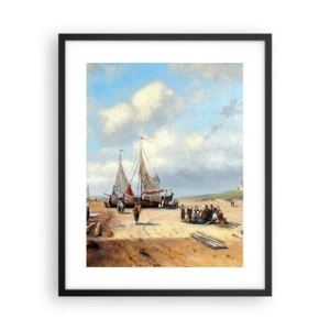 Poster in einem schwarzem Rahmen - Nach einem erfolgreichen Fischfang - 40x50 cm