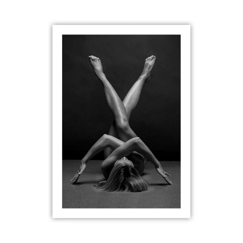Poster - Eine künstlerische Interpretation einer weiblichen Silhouette in Schwarzweiß - 50x70cm - Die Geometrie der Nacktheit - Moderne Wanddekoration für Wohnzimmer und Schlafzimmer ARTTOR