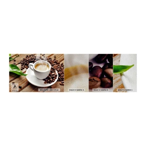 Fototapeten Muster Premium Sand - Kaffee auf der Bank - Gastronomie, Kaffee, Tasse - 100x30 cm