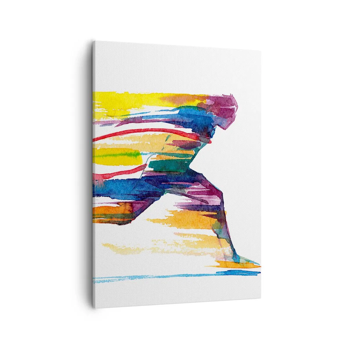 Bild auf Leinwand - Leinwandbild - Ein Läufer in abstrakten Farben symbolisiert Dynamik und Energie - 50x70cm - Über den Regenbogen laufen - Moderne Wanddekoration für Wohnzimmer und Schlafzimmer ARTTOR