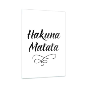 Glasbild - Bild auf glas - Hakuna Matata Schriftzug mit dekorativem Akzent auf weißem Hintergrund - 50x70cm - Bester Ratschlag - Moderne Wanddekoration für Wohnzimmer und Schlafzimmer ARTTOR
