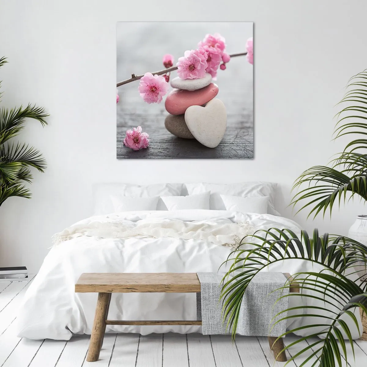 Bild auf Leinwand - Leinwandbild - Glückseligkeit mit einer Kirschblüte - 50x50 cm
