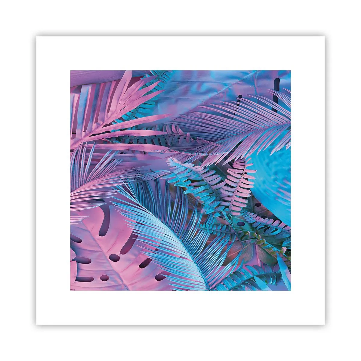 Poster - Tropen in Rosa und Blau - 30x30 cm
