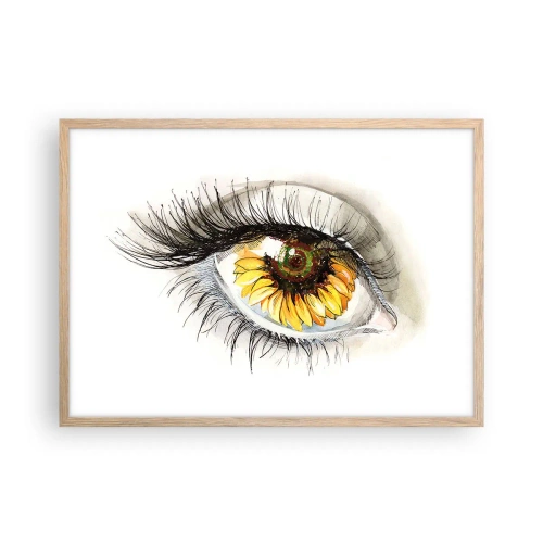Poster in einem Rahmen aus heller Eiche - Ein Look so heiß wie der Sommer - 70x50 cm
