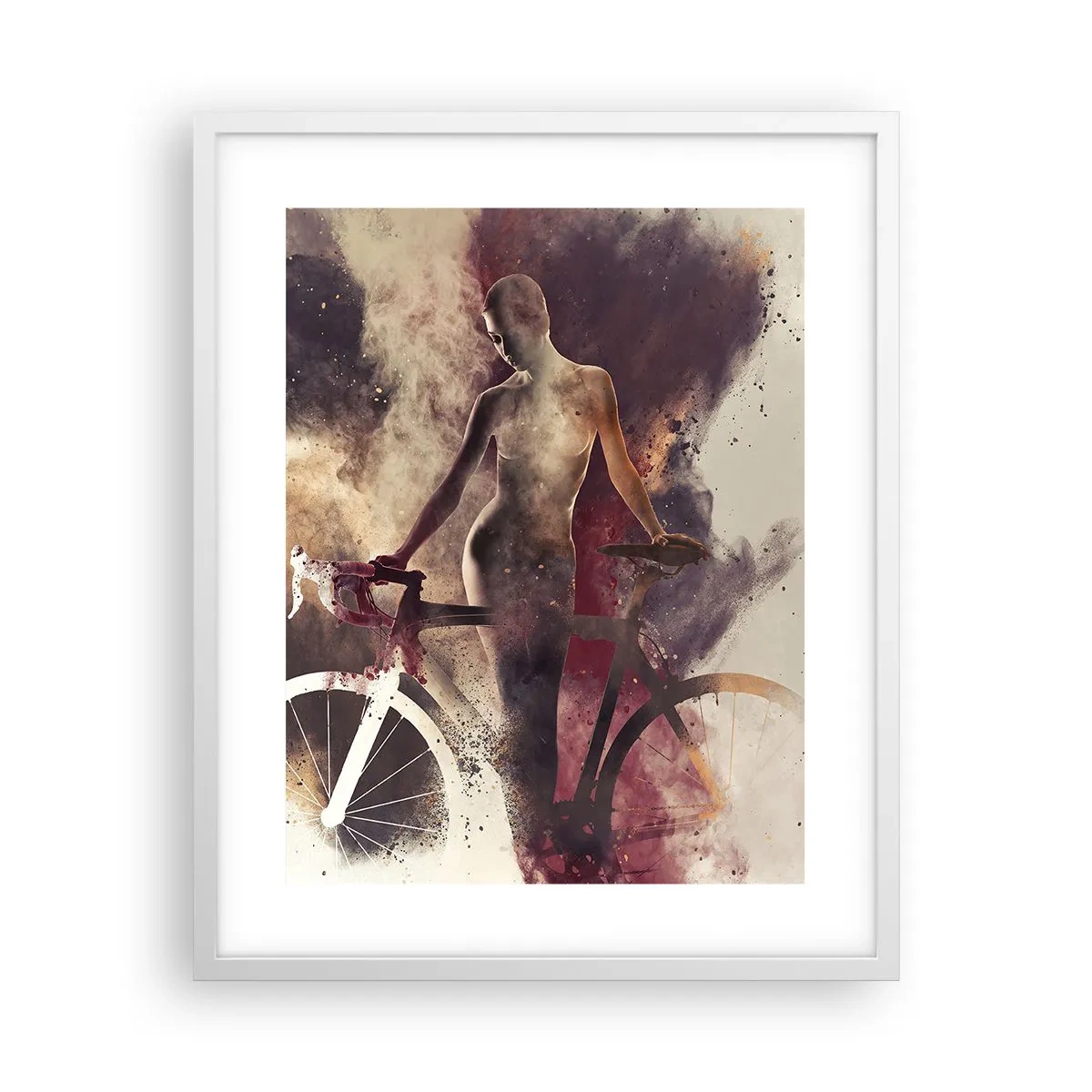 Poster in einem weißen Rahmen - Eine Fahrradseele in Marmorformen - 40x50 cm