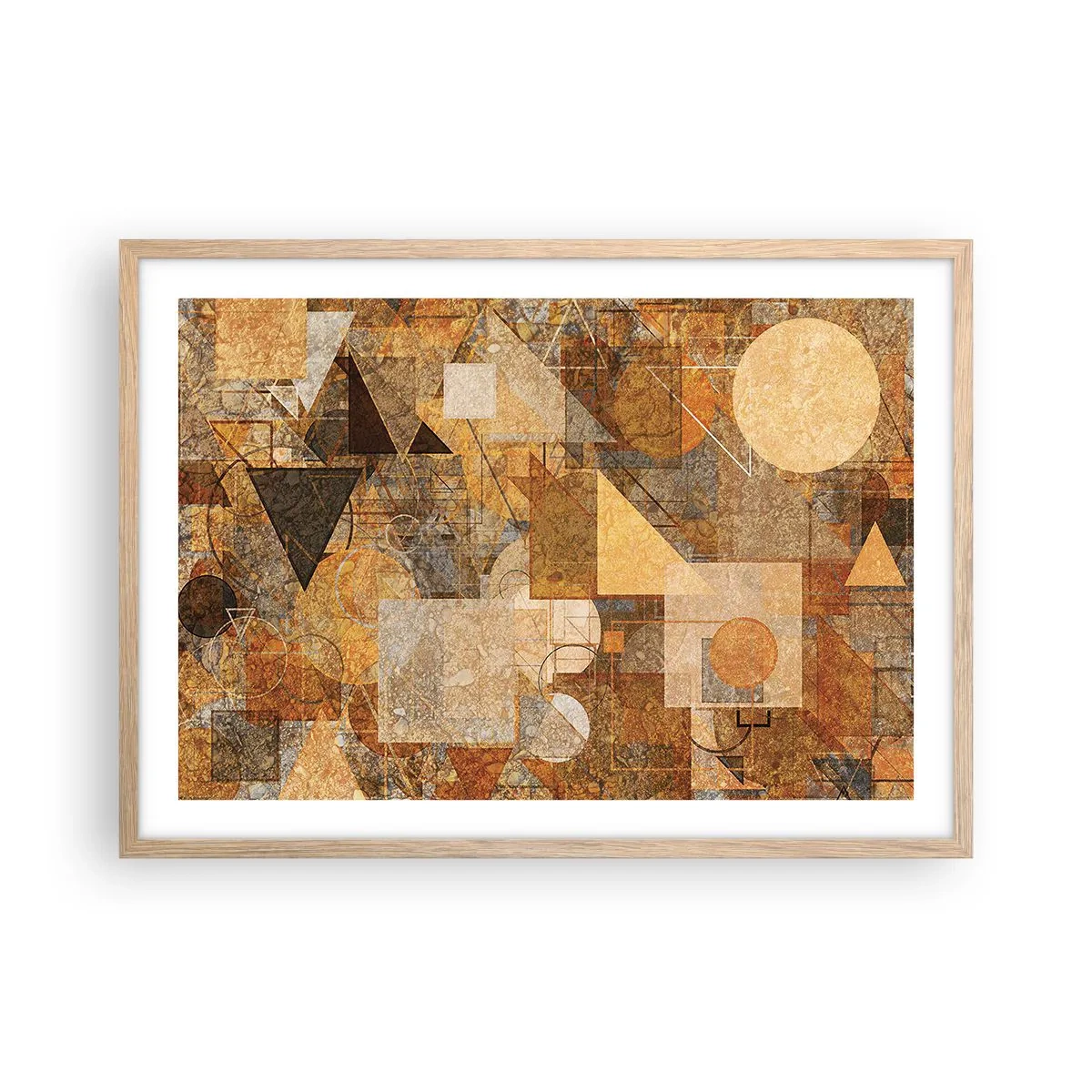 Poster in einem Rahmen aus heller Eiche - Eine kubistische Studie aus Bronze - 70x50 cm