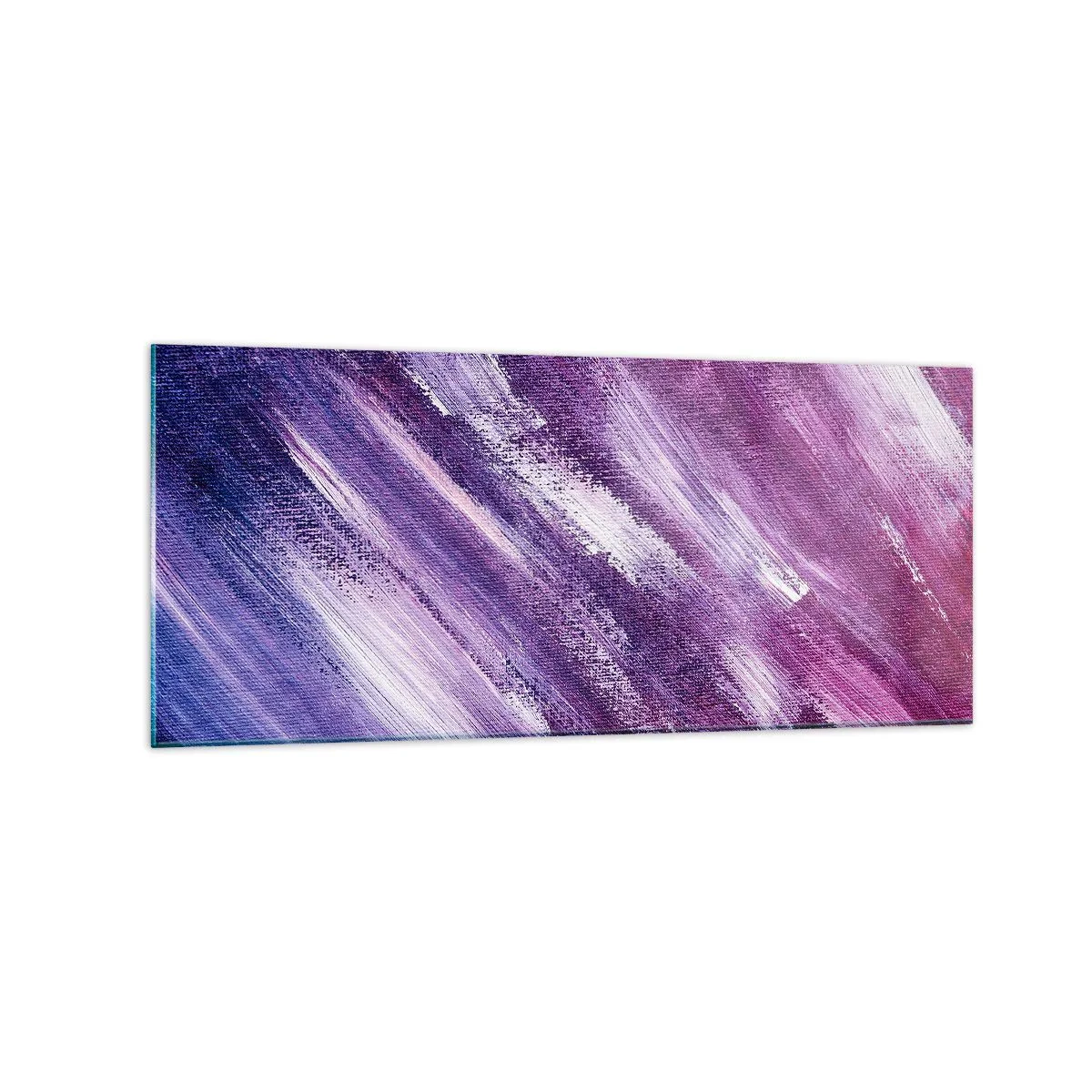 Glasbild - Bild auf glas - Abstrakte Pinselstriche in Lila- und Rosatönen - 120x50cm - Wenn der sonnige Wind weht - Moderne Wanddekoration für Wohnzimmer und Schlafzimmer ARTTOR