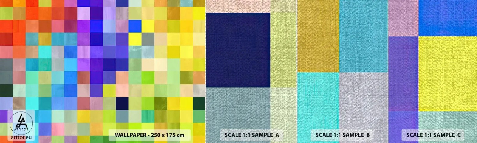 Fototapeten Muster Premium Canvas - Alle anderen, alle gleich - Abstraktion, Quadrate, Stück - 100x30 cm