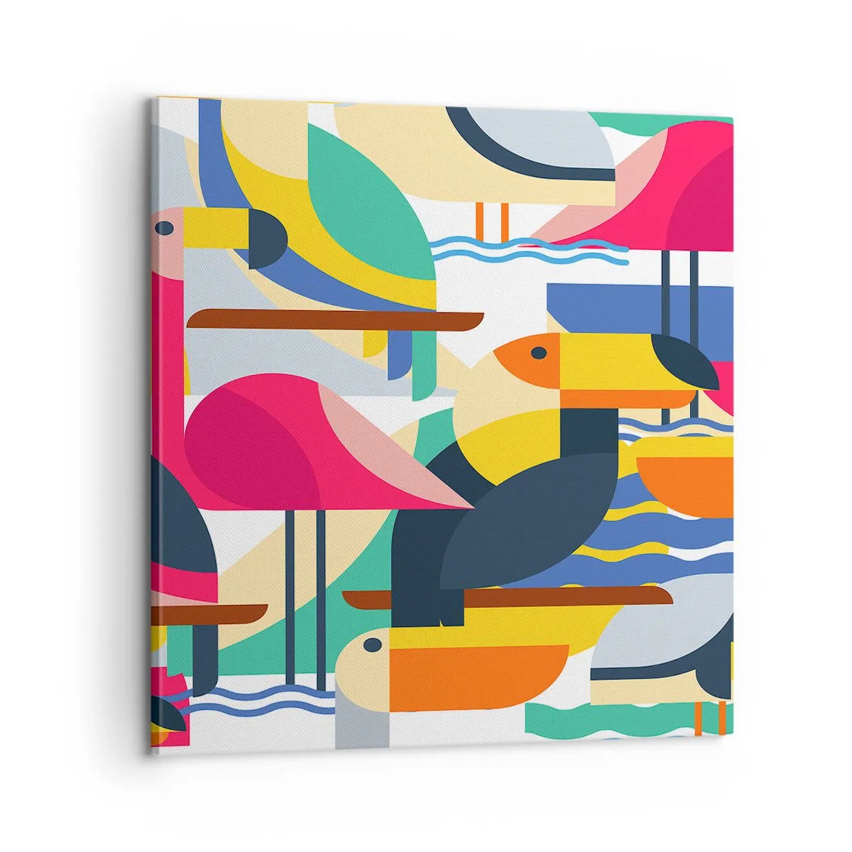 Bild auf Leinwand - Leinwandbild - Vogelparty - 60x60 cm