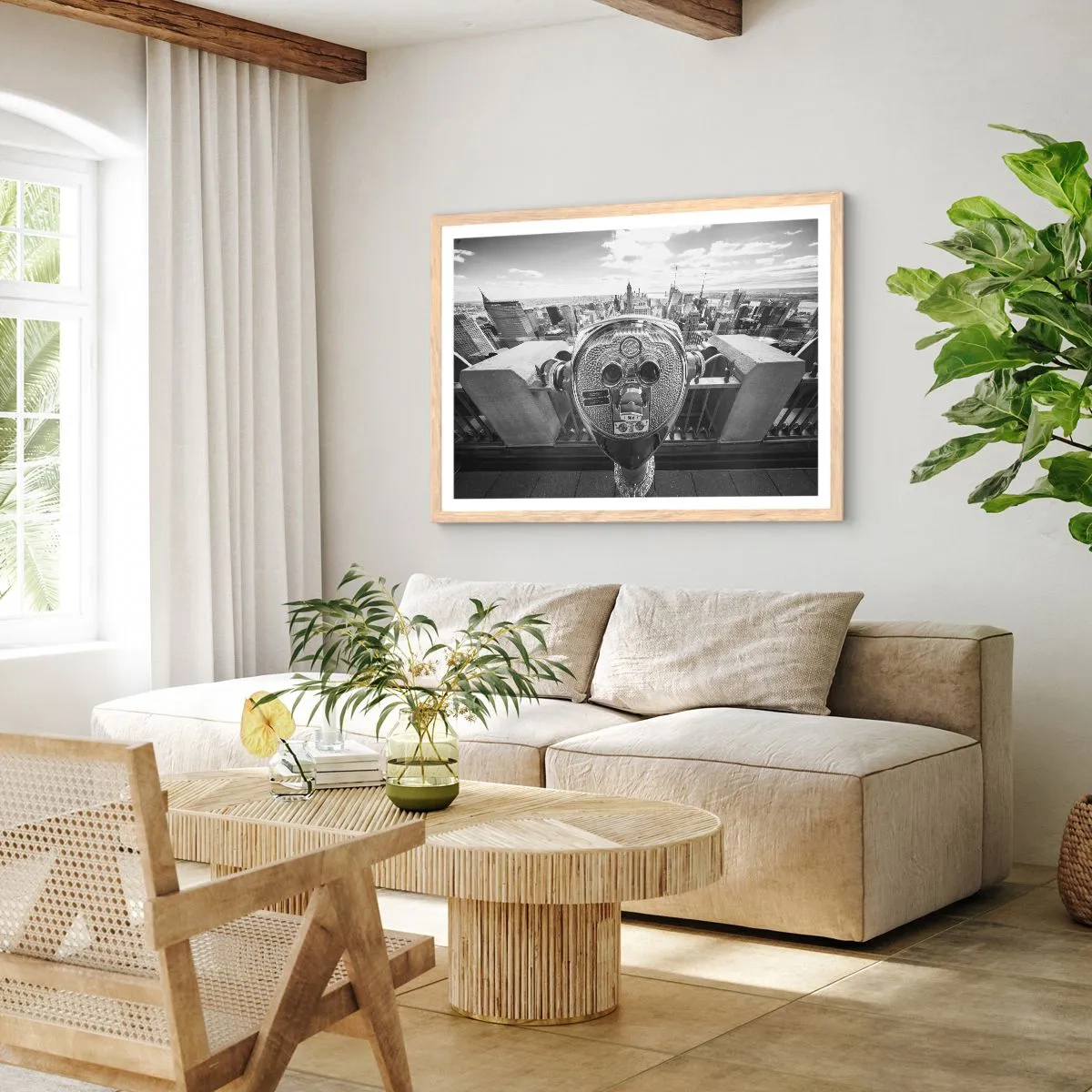 Poster in einem Rahmen aus heller Eiche - Stadt über den Städten - 70x50 cm