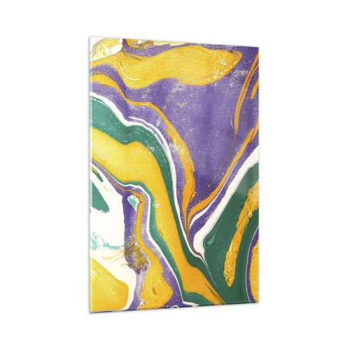 Glasbild - Bild auf glas - Abstraktes Marmormuster in lebendigen Farben - 80x120cm - Farbwellen - Moderne Wanddekoration für Wohnzimmer und Schlafzimmer ARTTOR