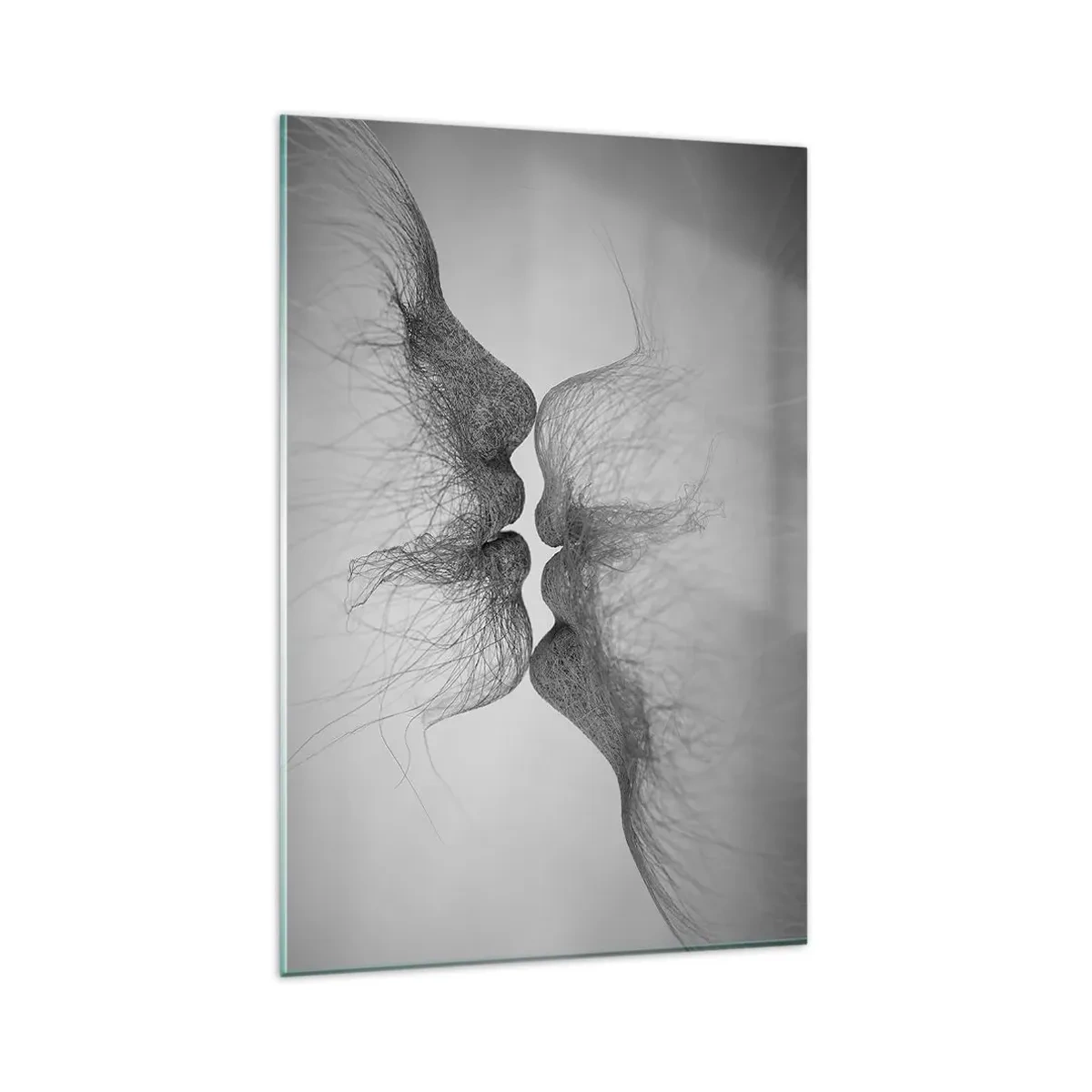 Glasbild - Bild auf glas - Ein abstrakter Kuss in ätherischer Form - 80x120cm - Kuss des Windes - Moderne Wanddekoration für Wohnzimmer und Schlafzimmer ARTTOR