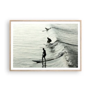 Poster in einem Rahmen aus heller Eiche - Gegen die Welle - 100x70 cm