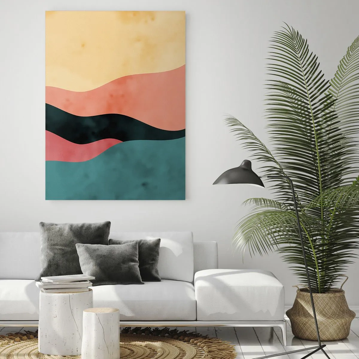 Glasbild - Bild auf glas - Abstrakte Wellen in Pastellfarben - 80x120cm - Konforme Nichtkonformität - Moderne Wanddekoration für Wohnzimmer und Schlafzimmer ARTTOR