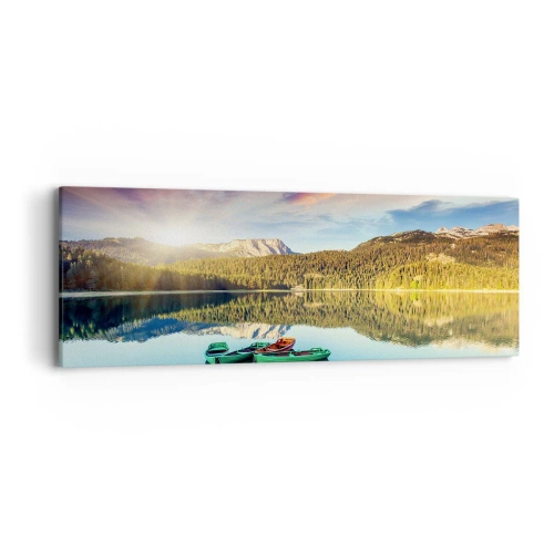 Bild auf Leinwand - Leinwandbild - Glatt wie ein Spiegel über dem Wasser - 90x30 cm