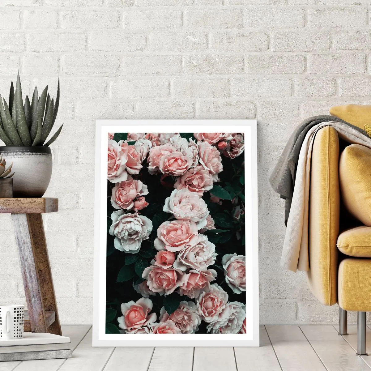 Poster in einem weißen Rahmen - Rosen-Ensemble - 40x50 cm