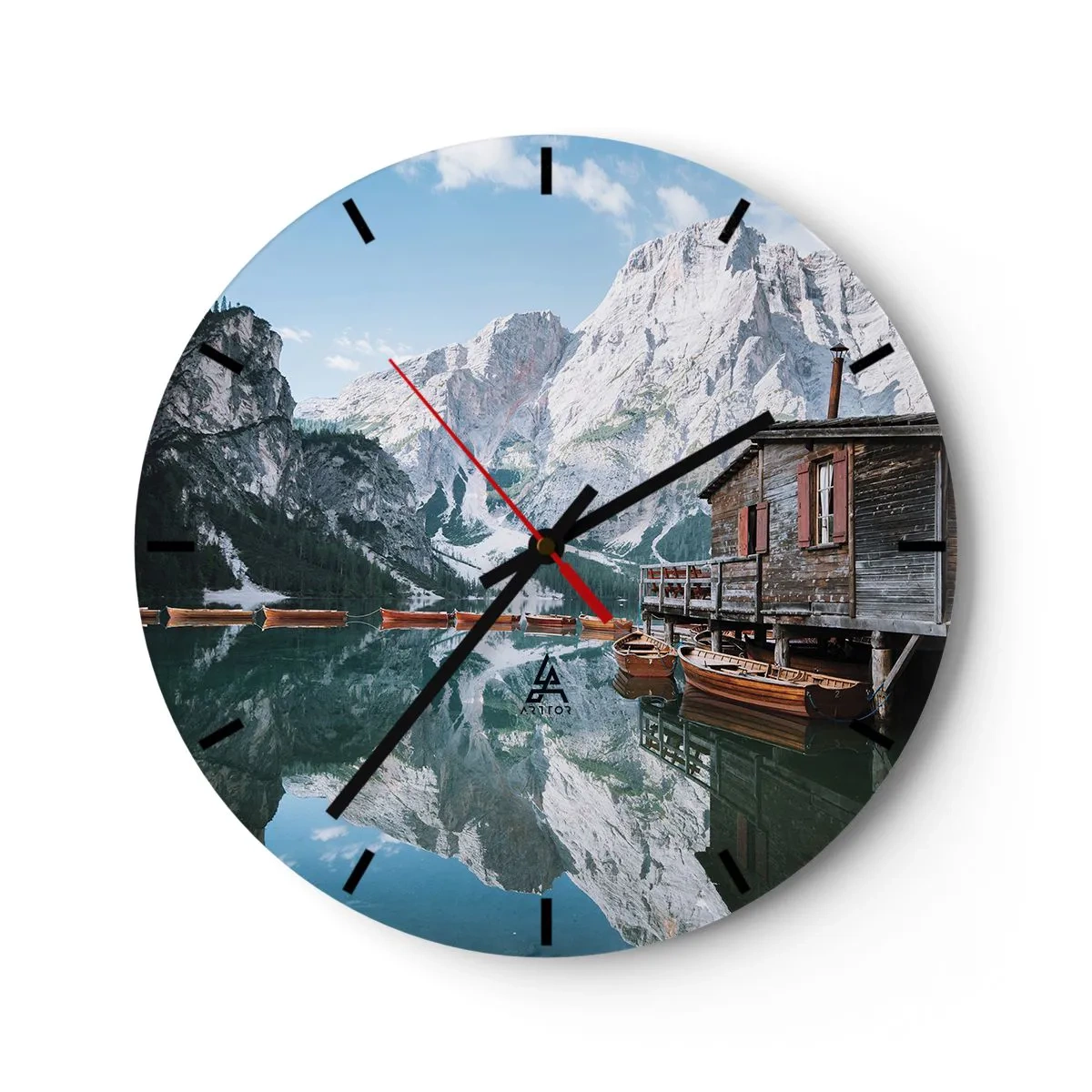 Wanduhr - Glasuhr - Kristallklarer Bergmorgen - 40x40 cm