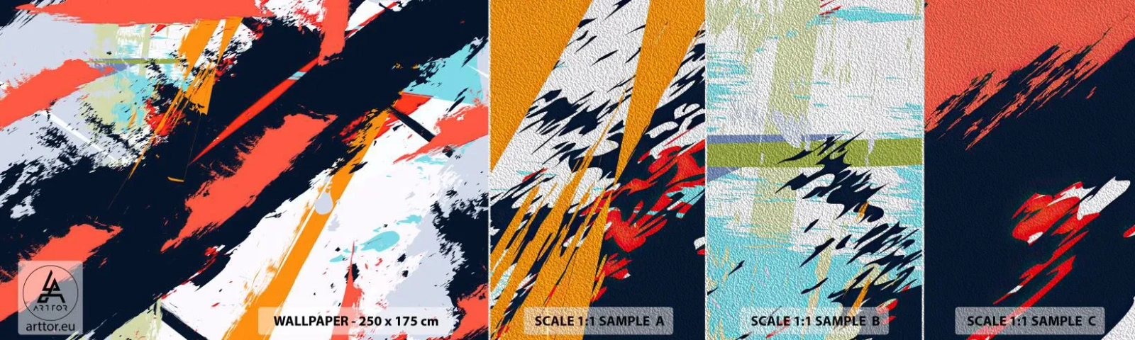 Fototapeten Muster Premium Sand - Dynamische Komposition - Abstraktion, Graffiti, Stück - 100x30 cm