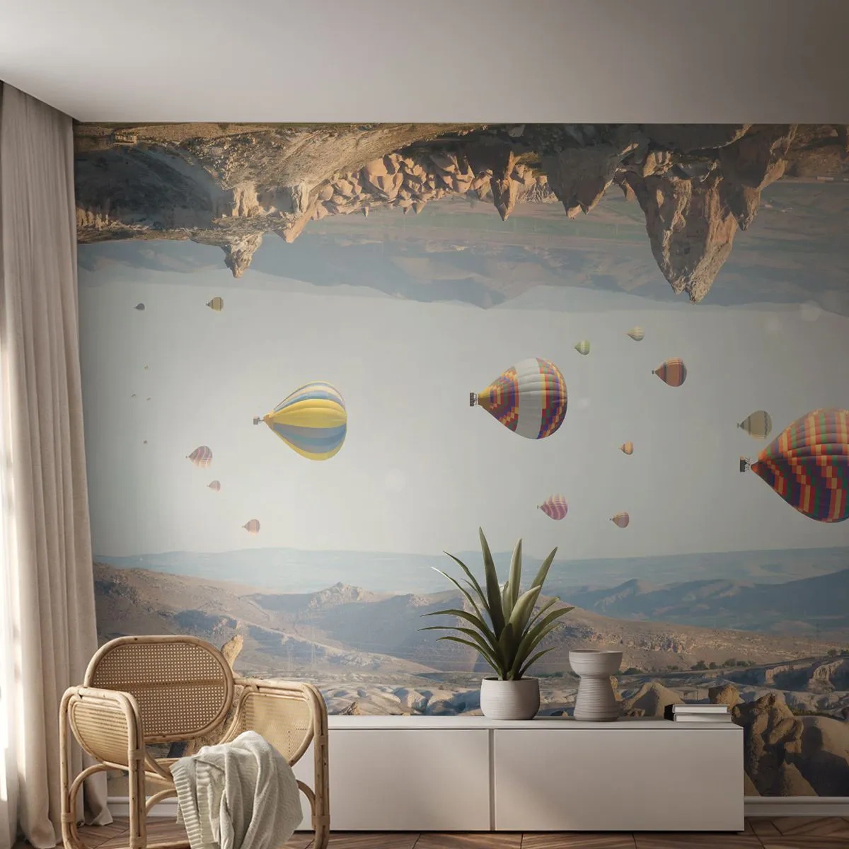 Selbstklebende Fototapete Deluxe Sticker - Hier ist alles möglich - Abstraktion, Luftballons, Landschaft - 400x280 cm