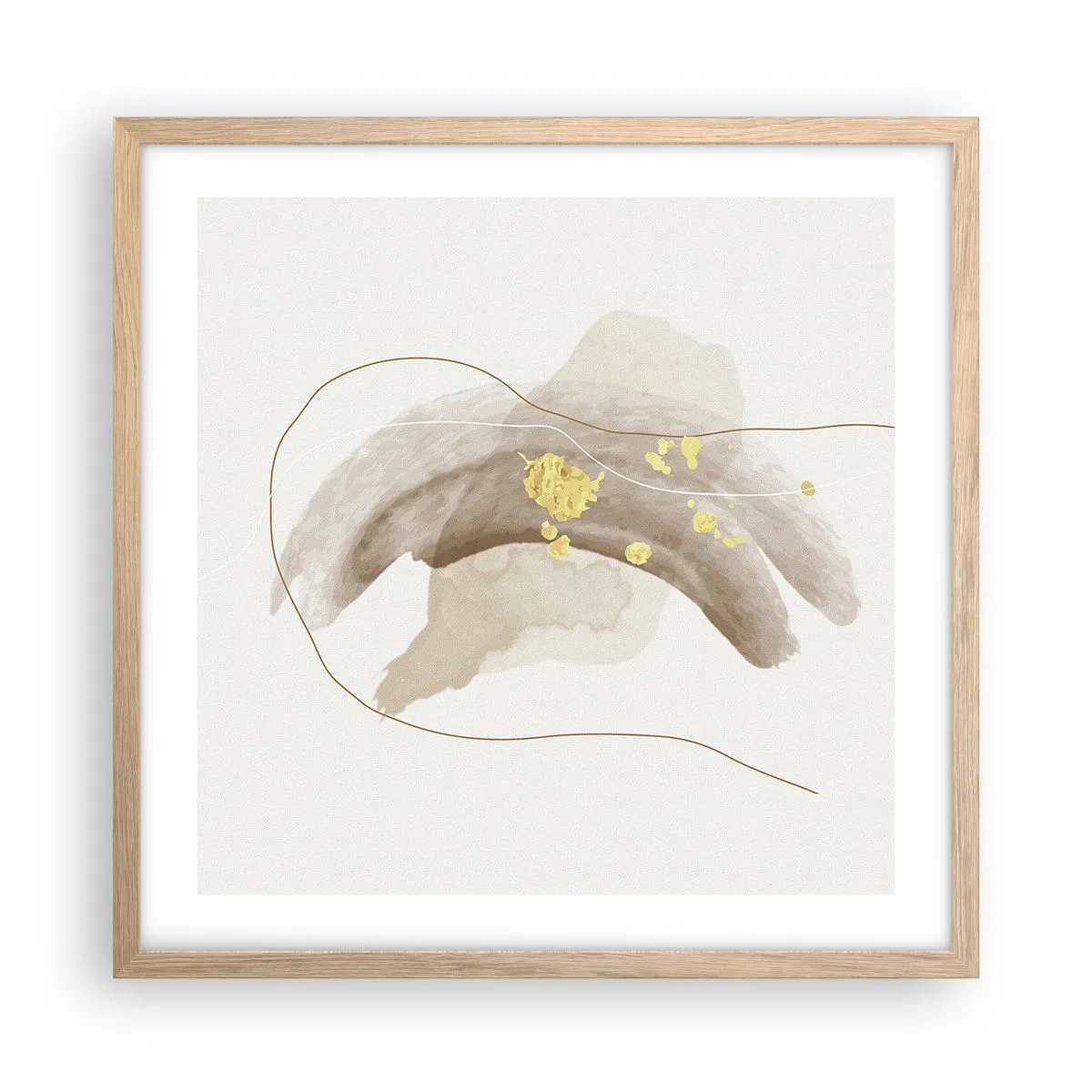 Poster in einem Rahmen aus heller Eiche - Im Weltraum begegnet - 50x50 cm