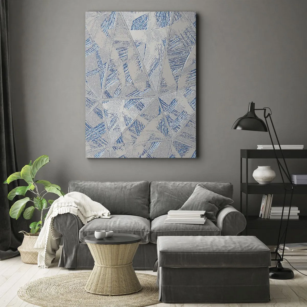 Bild auf Leinwand - Leinwandbild - In einem blaugrauen Labyrinth - 45x80 cm