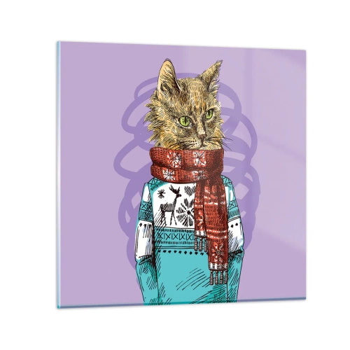 Glasbild - Bild auf glas - Die Katze nicht nur in Schuhen - 30x30 cm