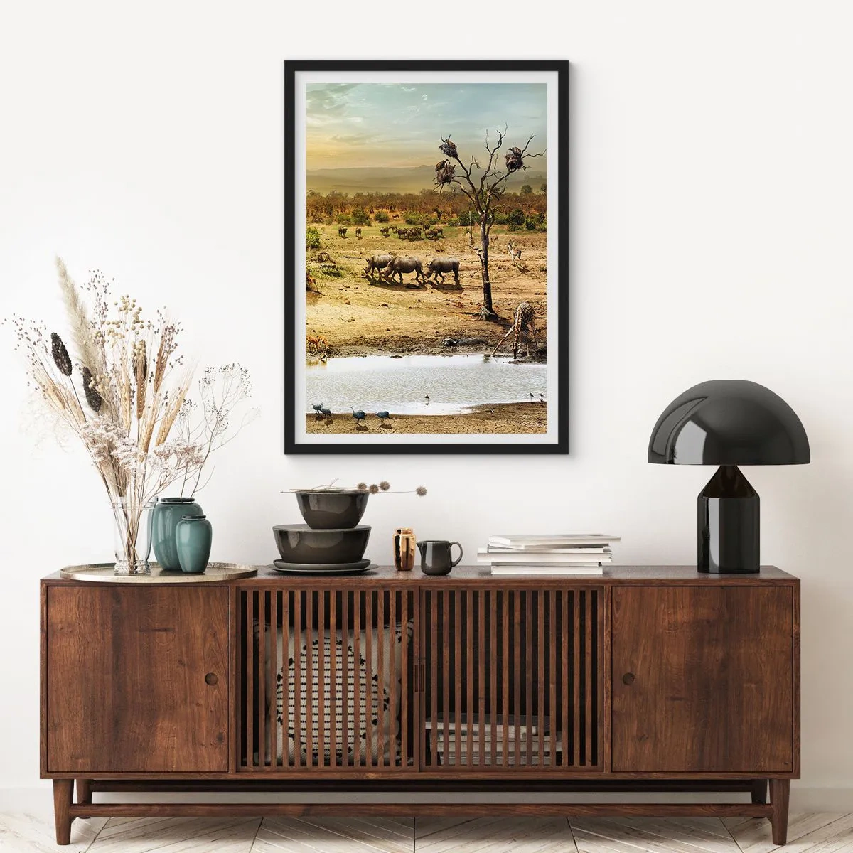 Poster in einem schwarzem Rahmen - Ein Fluss floss aus Eden ... - 30x40 cm