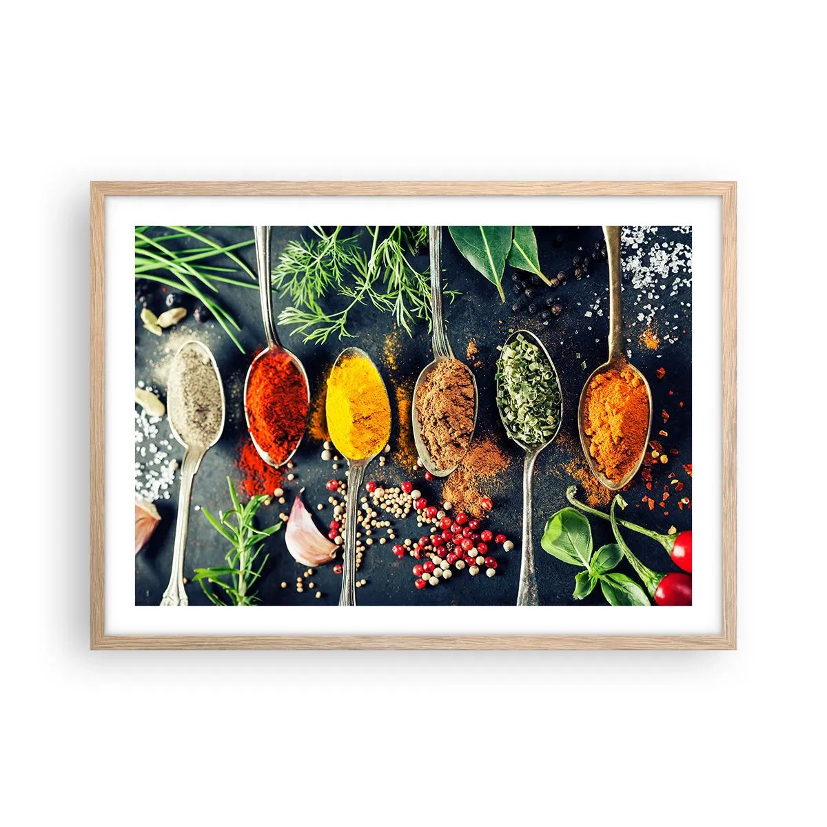 Poster in einem Rahmen aus heller Eiche - Kulinarische Magie - 70x50 cm