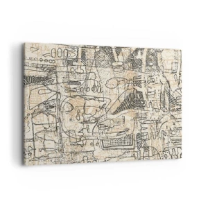 Bild auf Leinwand - Leinwandbild - Abstrakte Muster und Linien auf beigem Hintergrund - 100x70cm - Es wartet darauf, entschlüsselt zu werden - Moderne Wanddekoration für Wohnzimmer und Schlafzimmer ARTTOR