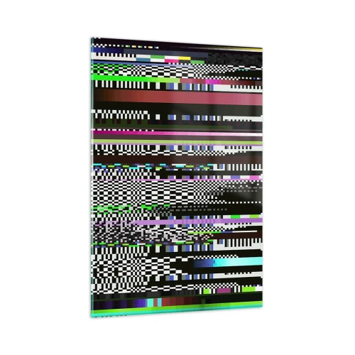 Glasbild - Bild auf glas - Bunte Linien und Pixel im abstrakten Stil - 80x120cm - Das Kontrollbild der Realität - Moderne Wanddekoration für Wohnzimmer und Schlafzimmer ARTTOR