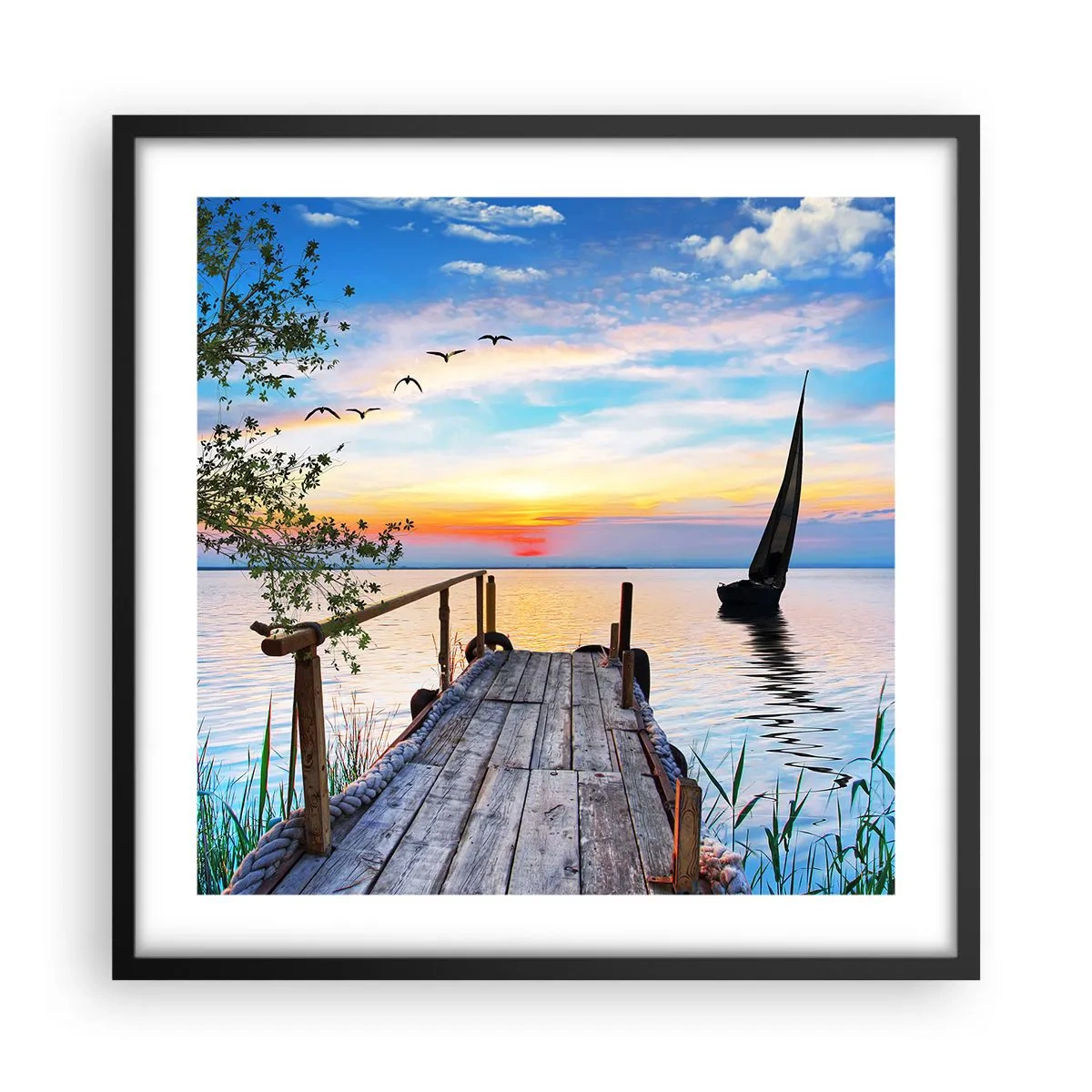 Poster in einem schwarzem Rahmen - Guten Abend - 50x50 cm