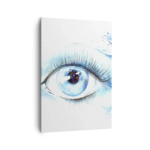 Bild auf Leinwand - Leinwandbild - Künstlerisches Aquarell eines Auges mit einer dynamischen Welle - 70x100cm - Tauchen Sie ein in das Blau der Blicke - Moderne Wanddekoration für Wohnzimmer und Schlafzimmer ARTTOR
