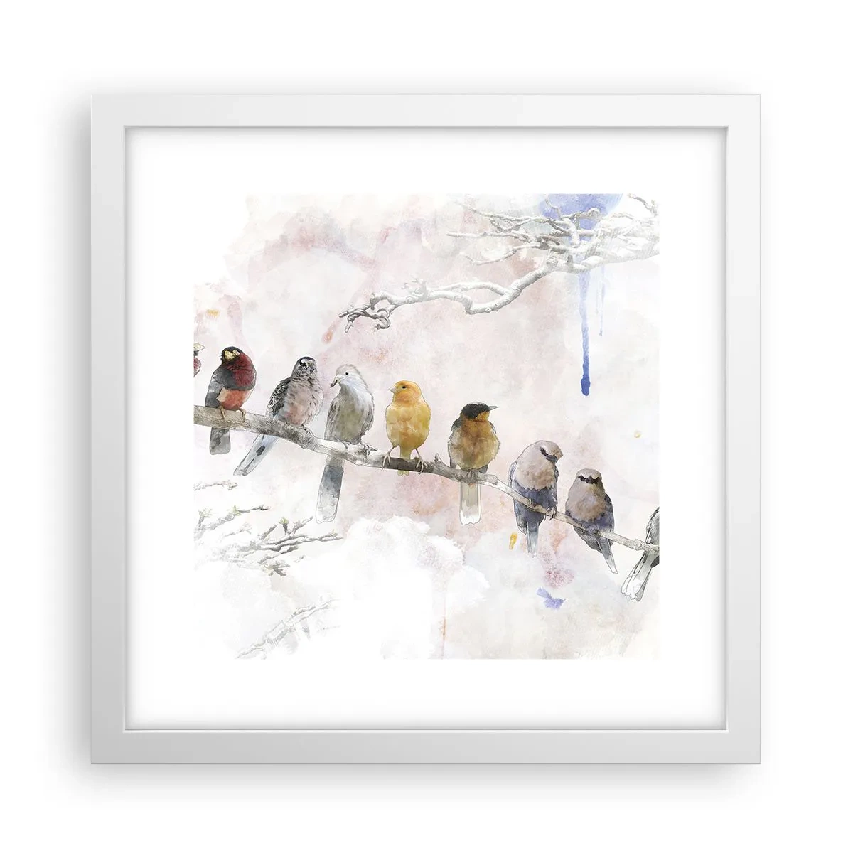 Poster in einem weißen Rahmen - Geflügeltes Treffen - 30x30 cm