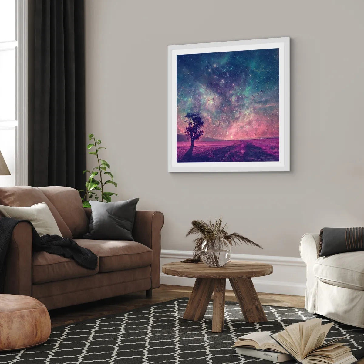Poster in einem weißen Rahmen - Unter dem magischen Himmel - 50x50 cm