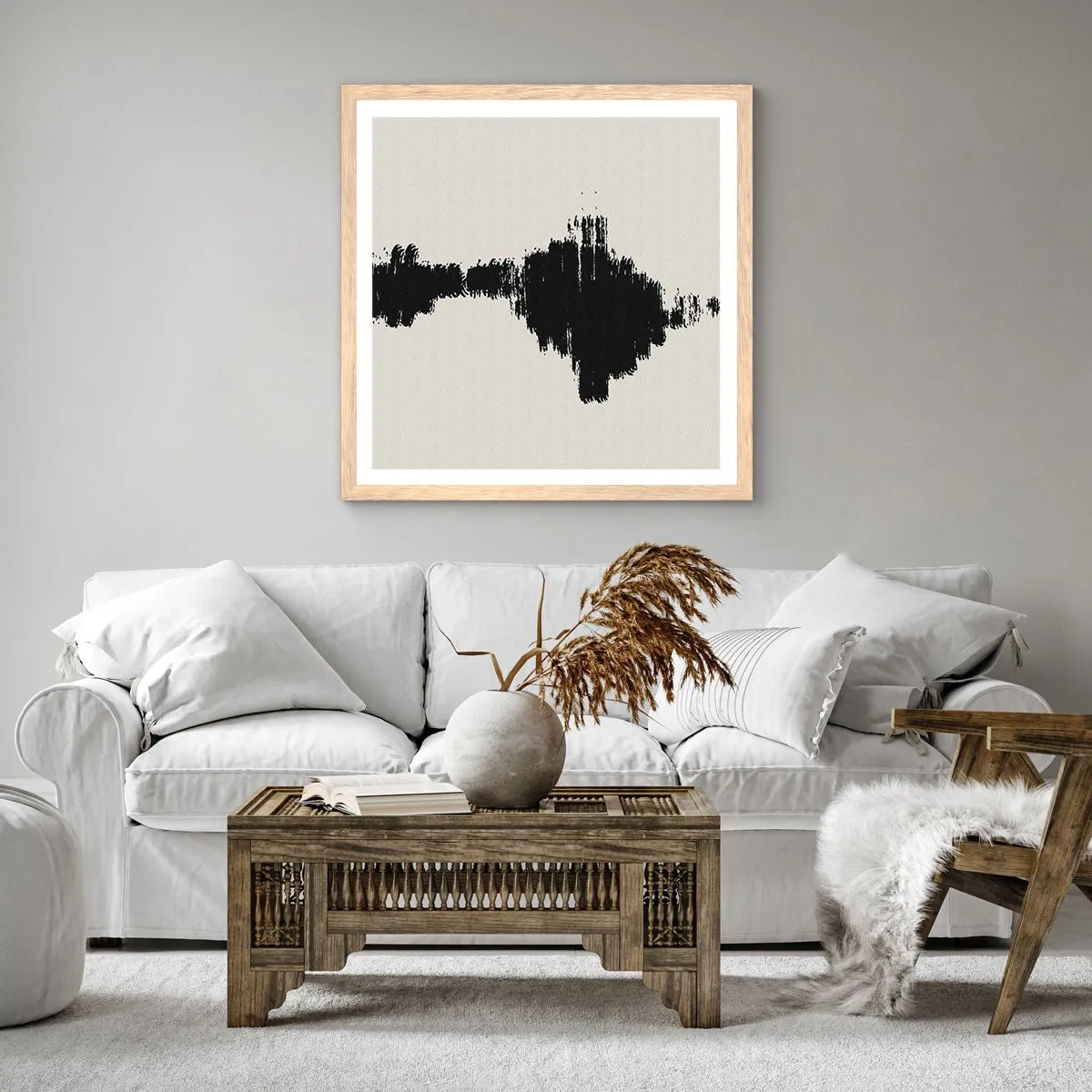 Poster in einem Rahmen aus heller Eiche - Schwingungen der Fantasie - 40x40 cm