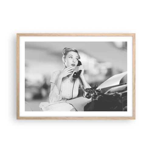 Poster in einem Rahmen aus heller Eiche - Hallo, wir sind in den 1950er Jahren. - 70x50 cm