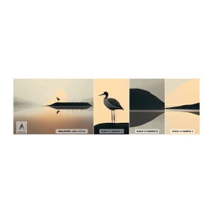 Fototapetenmuster Standard Eco - Herr am See - Vogel, Landschaft, Minimalismus - 100x30 cm