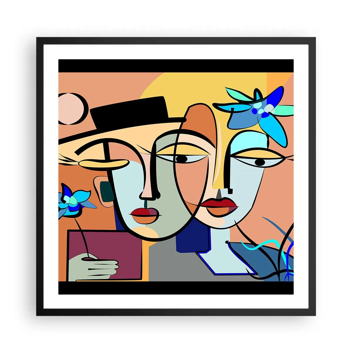 Poster in einem schwarzem Rahmen - Picassos randez vous - 60x60 cm