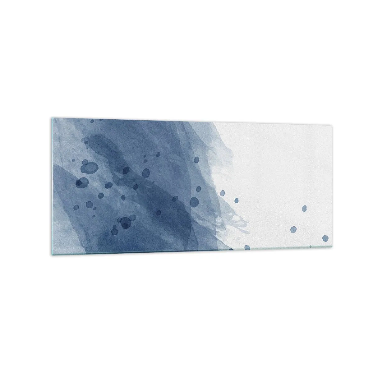Glasbild - Bild auf glas - Abstrakte Flecken und Streifen in Blautönen - 120x50cm - Blauer Tüll - Moderne Wanddekoration für Wohnzimmer und Schlafzimmer ARTTOR