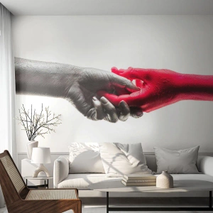 Selbstklebende Fototapete Deluxe Sticker - Gemeinsam, obwohl anders - Menschliche Hände, Hand, Abstraktion - 150x105 cm