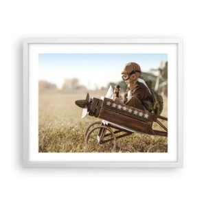 Poster in einem weißen Rahmen - Start in Richtung eines Traums - 50x40 cm
