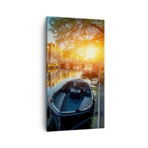 Bild auf Leinwand - Leinwandbild - Morgen in Amsterdam - 45x80 cm