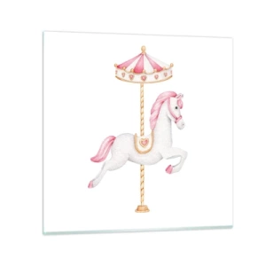 Glasbild - Bild auf glas - Er legte los - 60x60 cm