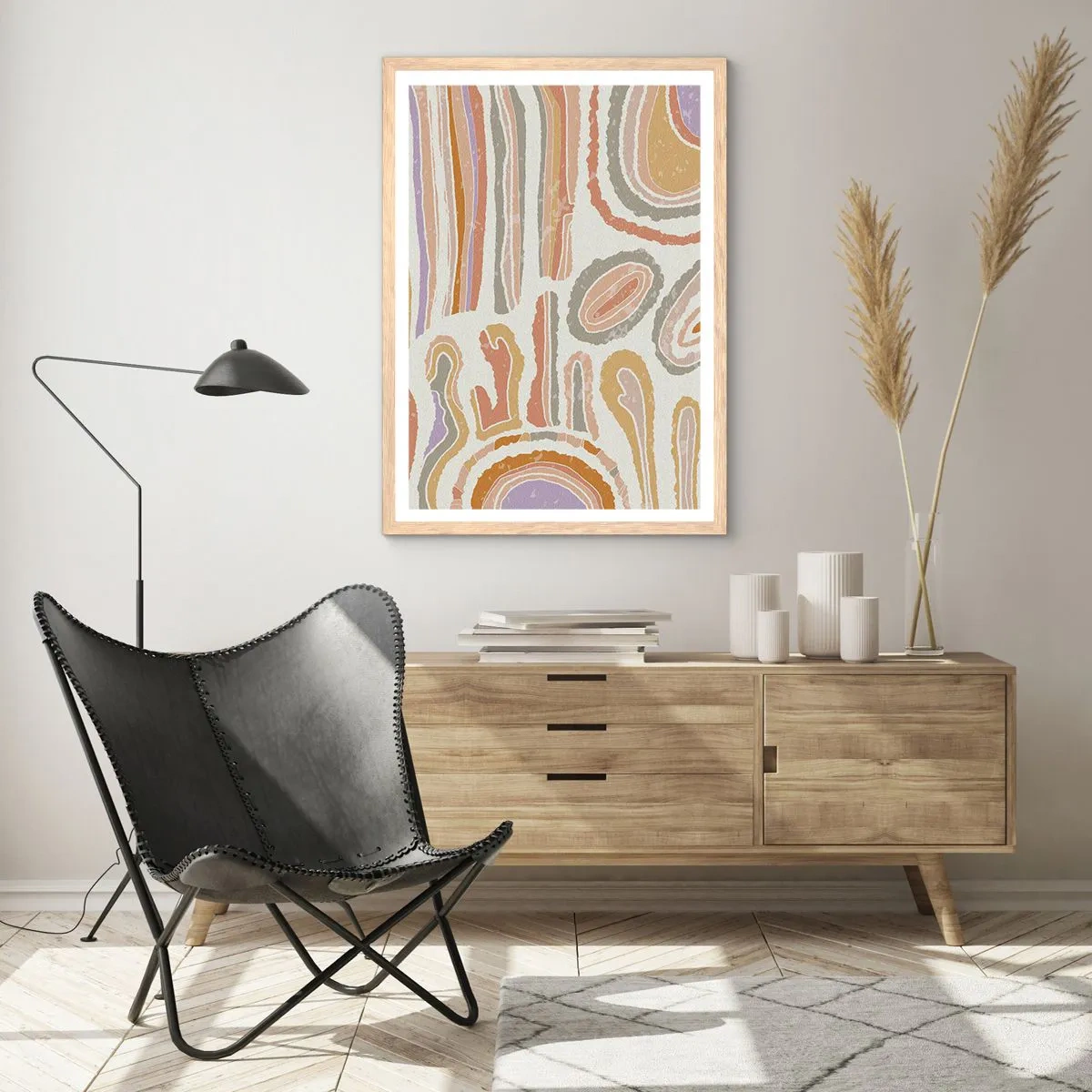 Poster in einem Rahmen aus heller Eiche - Bunte Querschnitte - 30x40 cm