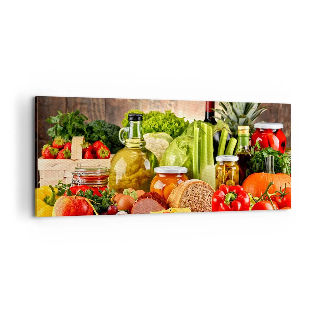 Bild auf Leinwand - Leinwandbild - Geräuchert, gebacken und eingelegt - 100x40 cm