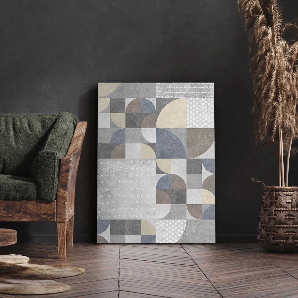 Bild auf Leinwand - Leinwandbild - Geometrisches Muster in Pastelltönen - 50x70cm - Keramische Fantasie - Moderne Wanddekoration für Wohnzimmer und Schlafzimmer ARTTOR
