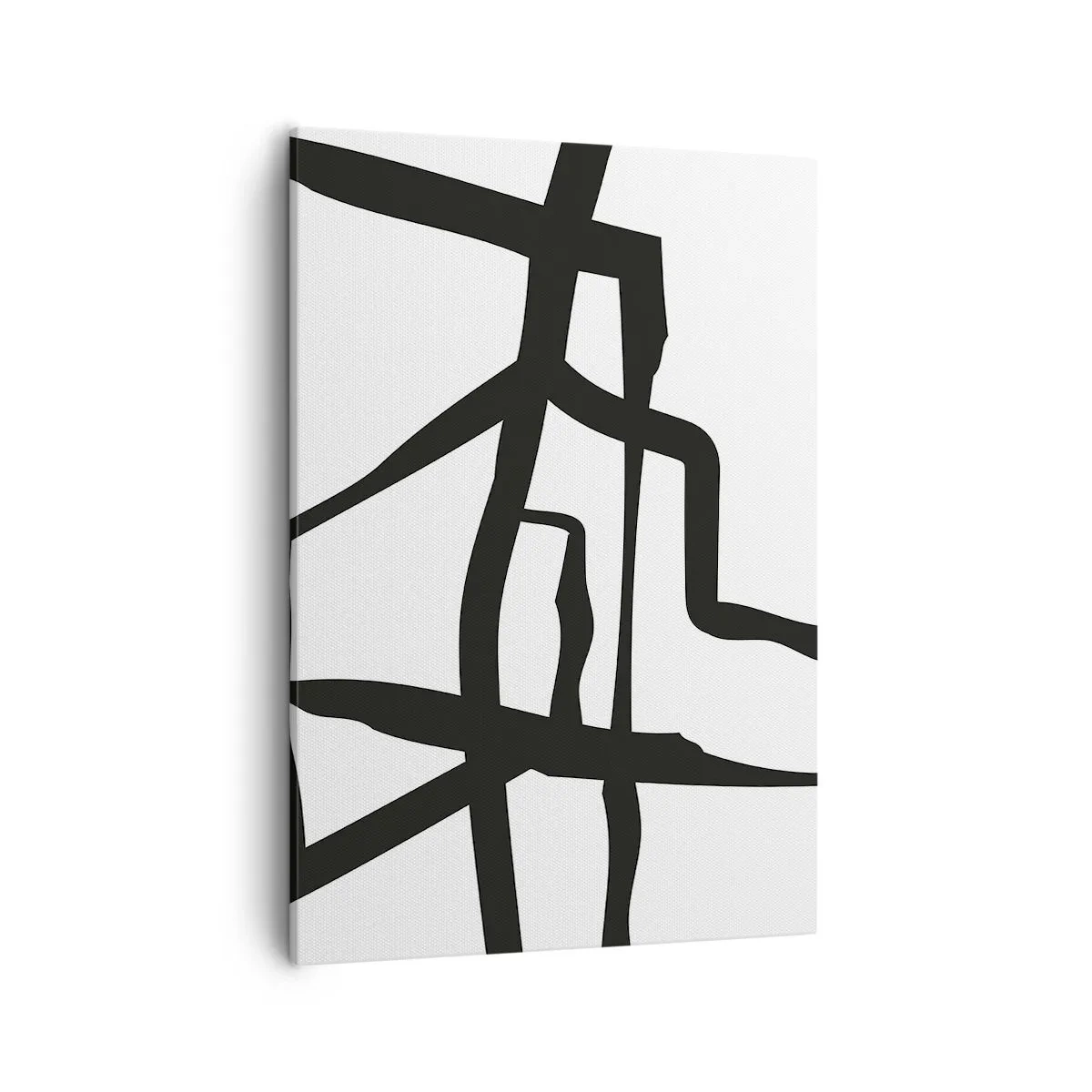 Bild auf Leinwand - Leinwandbild - Minimalistisches Schwarz-Weiß-Muster mit geometrischen Linien - 50x70cm - Schwarz-Weiß-Design - Moderne Wanddekoration für Wohnzimmer und Schlafzimmer ARTTOR